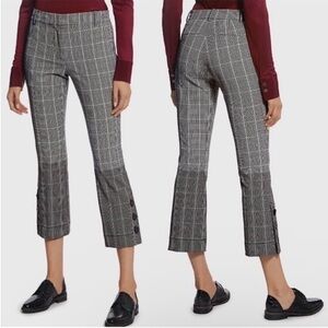 Derek Lam 10 Crosby Plaid Trouser Pants Crop Ankle Two Tone Button Hem Sz 8